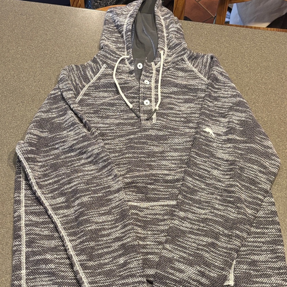 Puma Men's Charcoal and White Knit Hoodie